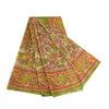 Sanskriti Vintage Sarees Indian Women Parrot Printed Pure Silk Sari Craft Sustainable Fabric
