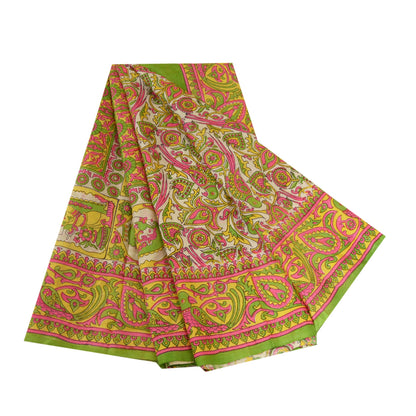 Sanskriti Vintage Sarees Indian Women Parrot Printed Pure Silk Sari Craft Sustainable Fabric