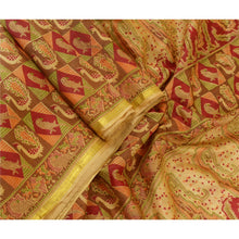 Load image into Gallery viewer, Sanskriti Vintage Sarees Multi Zari Border Pure Silk Printed Sari Craft Fabric
