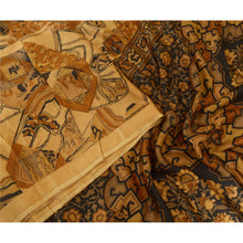 Load image into Gallery viewer, Sanskriti Vintage Sarees Indian Light-Brown Pure Silk Printed Sari Craft Fabric
