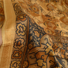 Load image into Gallery viewer, Sanskriti Vintage Sarees Indian Light-Brown Pure Silk Printed Sari Craft Fabric
