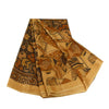 Sanskriti Vintage Sarees Indian Light-Brown Pure Silk Printed Sari Craft Sustainable Fabric