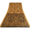 Sanskriti Vintage Sarees Indian Light-Brown Pure Silk Printed Sari Craft Sustainable Fabric