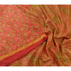 Sanskriti Vintage Sarees Red Zari Border Pure Silk Printed Sari 5yd Craft Sustainable Fabric