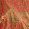 Sanskriti Vintage Sarees Red Zari Border Pure Silk Printed Sari 5yd Craft Sustainable Fabric