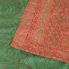 Sanskriti Vintage Sarees Red/Green Pure Silk Printed Sari Floral Craft Sustainable Fabric