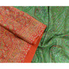 Sanskriti Vintage Sarees Red/Green Pure Silk Printed Sari Floral Craft Sustainable Fabric