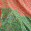 Sanskriti Vintage Sarees Red/Green Pure Silk Printed Sari Floral Craft Sustainable Fabric