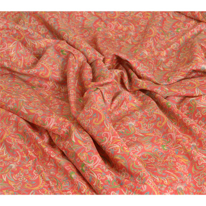 Sanskriti Vintage Sarees Red/Green Pure Silk Printed Sari Floral Craft Sustainable Fabric