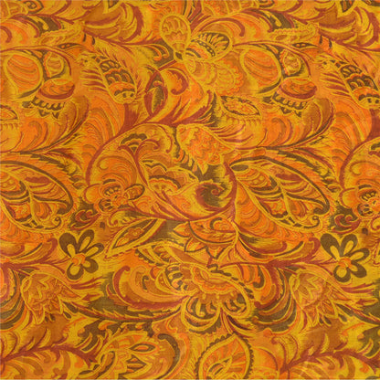 Sanskriti Vintage Sarees Yellow 100% Pure Silk Print Sari 5YD Soft Craft Sustainable Fabric