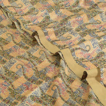 Load image into Gallery viewer, Sanskriti Vintage Sarees Cream Indian Pure Silk Printed Sari 5yd Craft Fabric
