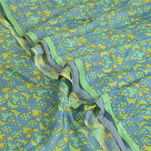 Load image into Gallery viewer, Sanskriti Vintage Sarees Blue/Green Pure Silk Printed Sari Floral Craft Fabric

