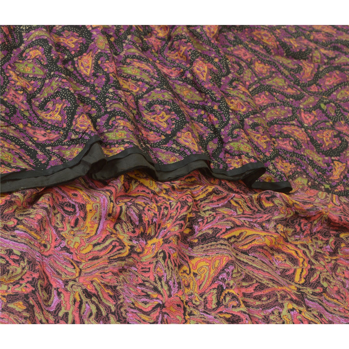 Sanskriti Vintage Sarees Indian Multi Pure Silk Printed Sari Floral Craft Sustainable Fabric