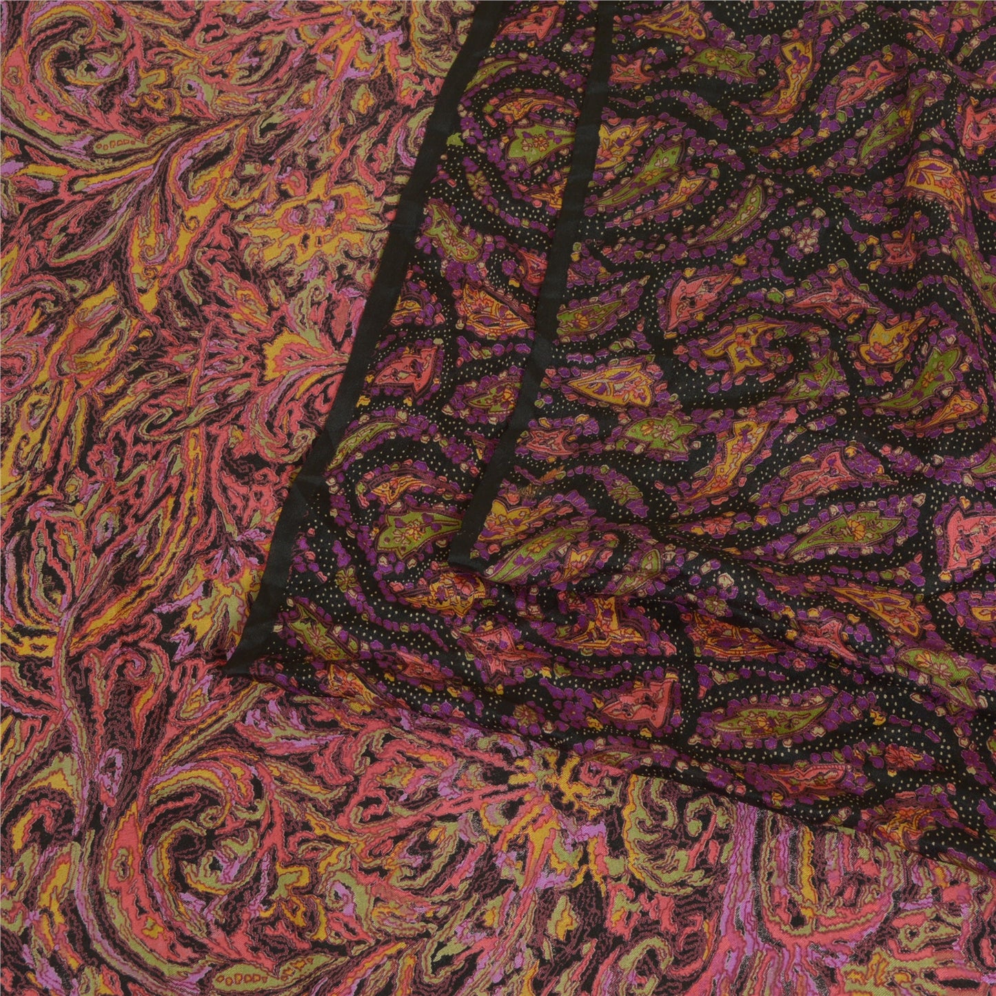 Sanskriti Vintage Sarees Indian Multi Pure Silk Printed Sari Floral Craft Sustainable Fabric