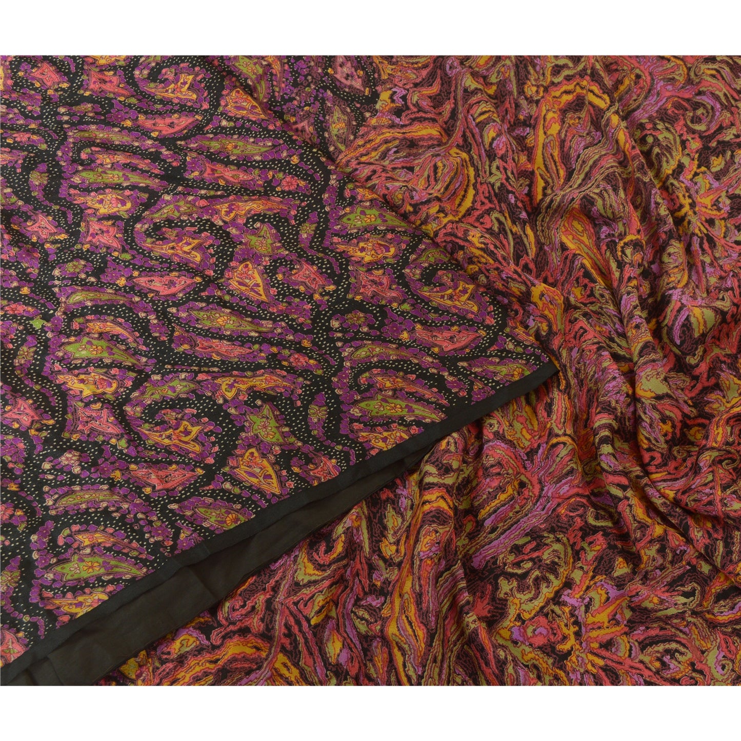 Sanskriti Vintage Sarees Indian Multi Pure Silk Printed Sari Floral Craft Sustainable Fabric