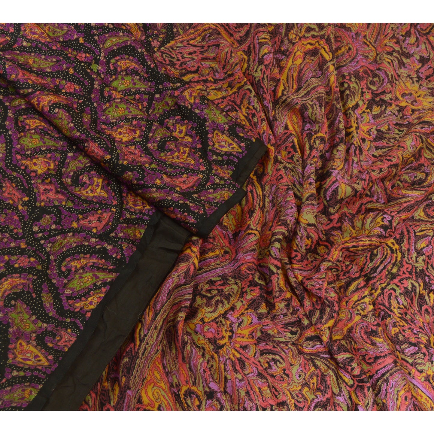 Sanskriti Vintage Sarees Indian Multi Pure Silk Printed Sari Floral Craft Sustainable Fabric