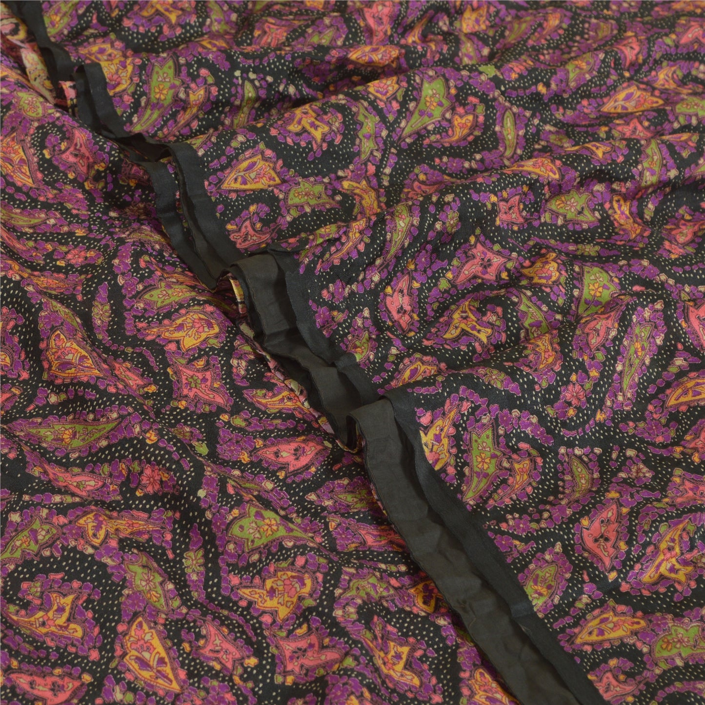 Sanskriti Vintage Sarees Indian Multi Pure Silk Printed Sari Floral Craft Sustainable Fabric