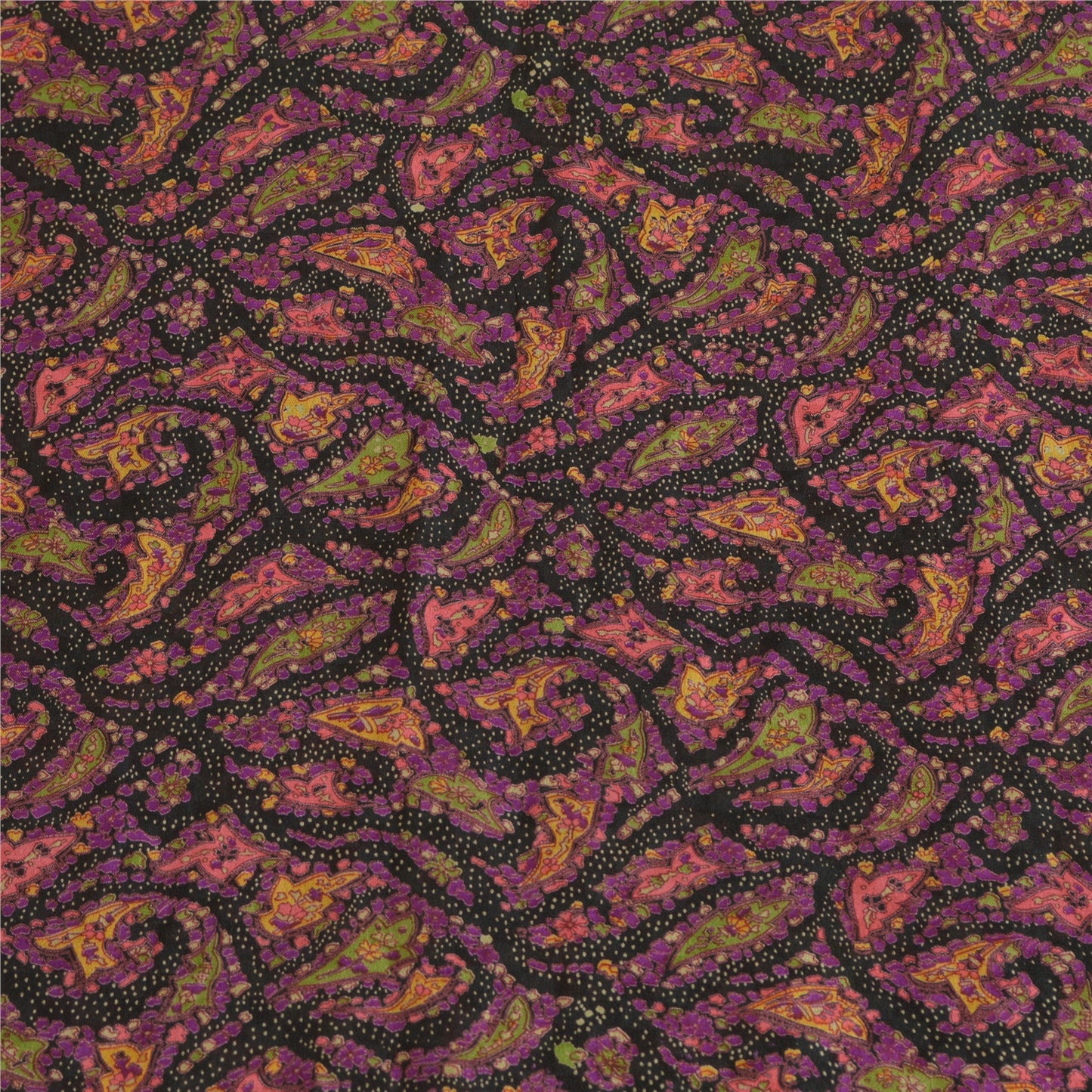 Sanskriti Vintage Sarees Indian Multi Pure Silk Printed Sari Floral Craft Sustainable Fabric