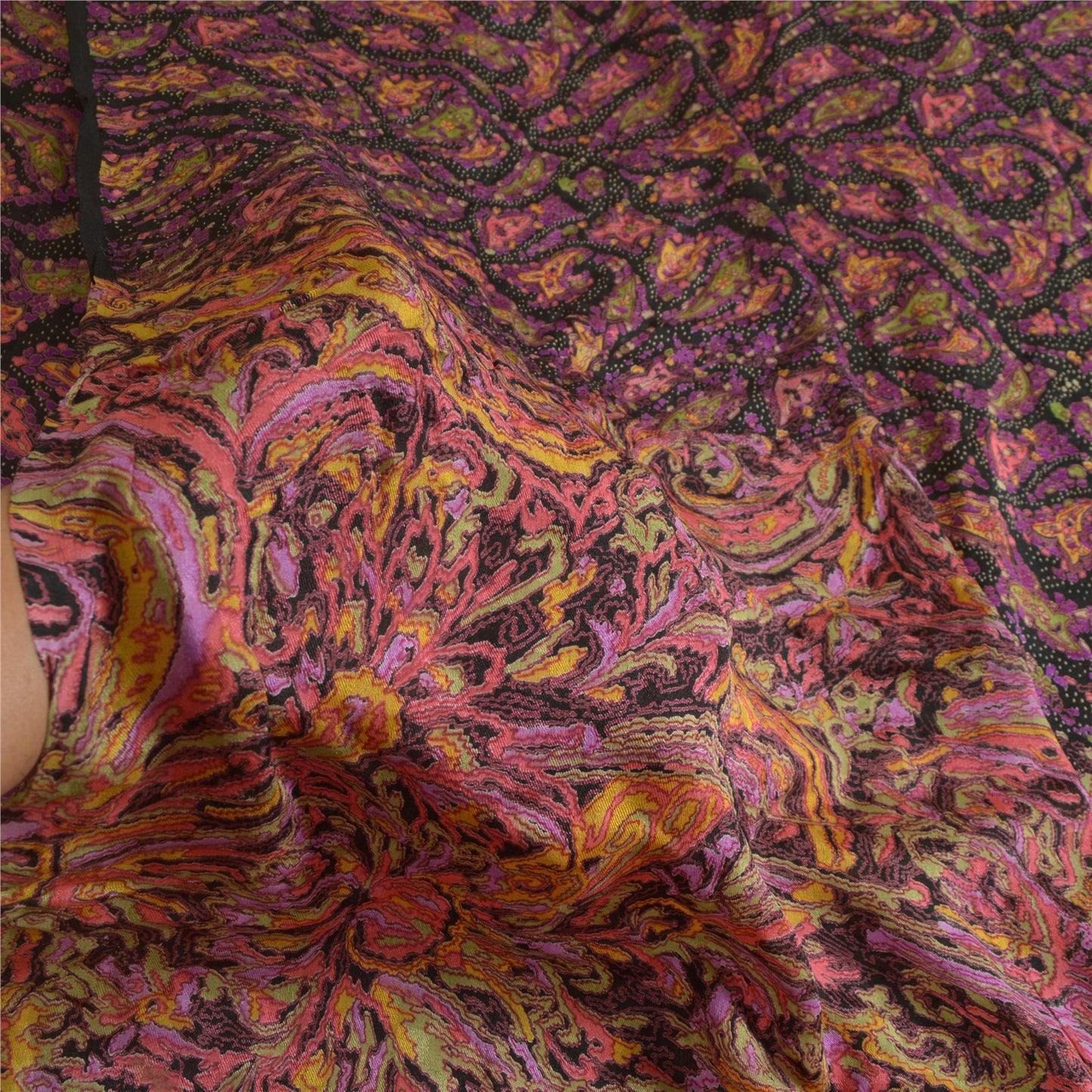 Sanskriti Vintage Sarees Indian Multi Pure Silk Printed Sari Floral Craft Sustainable Fabric