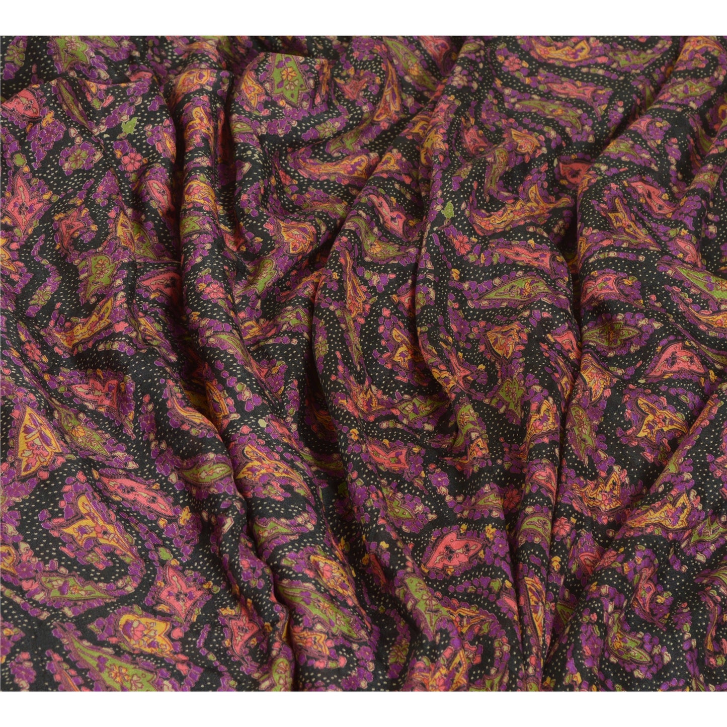 Sanskriti Vintage Sarees Indian Multi Pure Silk Printed Sari Floral Craft Sustainable Fabric