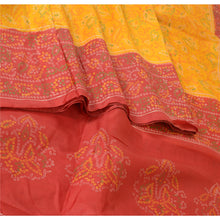 Load image into Gallery viewer, Sanskriti Vintage Sarees Yellow/Red Bandhani Printed Pure Silk Sari Craft Fabric
