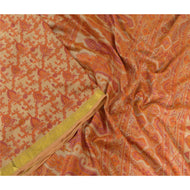 Sanskriti Vintage Sarees Light-Brown Zari Border Pure Silk Printed Sari Fabric