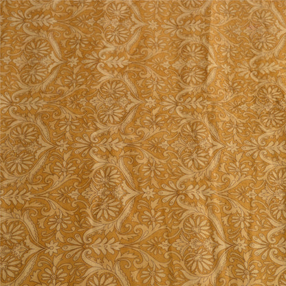 Sanskriti Vintage Sarees Safran 100% Ren Silke Trykt Sari Blomster Håndværk Bæredygtigt Stoff