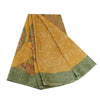 Sanskriti Vintage Sarees Safran 100% Ren Silke Trykt Sari Blomster Håndværk Bæredygtigt Stoff