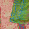 Sanskriti Vintage Sarees Green/Red Pure Silk Printed Woven Sari 5yd Craft Sustainable Fabric