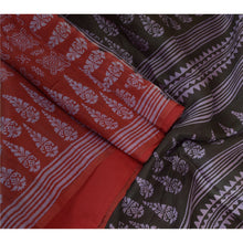 Load image into Gallery viewer, Sanskriti Vintage Sarees Dark Red Hand Block Printed Pure Silk Sari Craft Fabric
