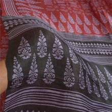 Load image into Gallery viewer, Sanskriti Vintage Sarees Dark Red Hand Block Printed Pure Silk Sari Craft Fabric
