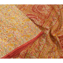 Load image into Gallery viewer, Sanskriti Vintage Sarees Cream/Red Women Peacock Pure Silk Printed Sari Fabric
