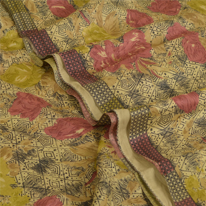 Sanskriti Vintage Sarees Indian Multi 100% Pure Silk Printed Sari Craft Sustainable Fabric