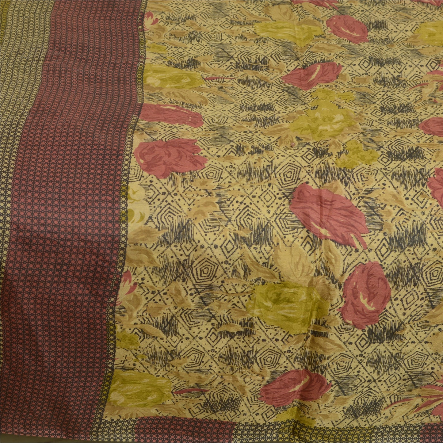 Sanskriti Vintage Sarees Indian Multi 100% Pure Silk Printed Sari Craft Sustainable Fabric