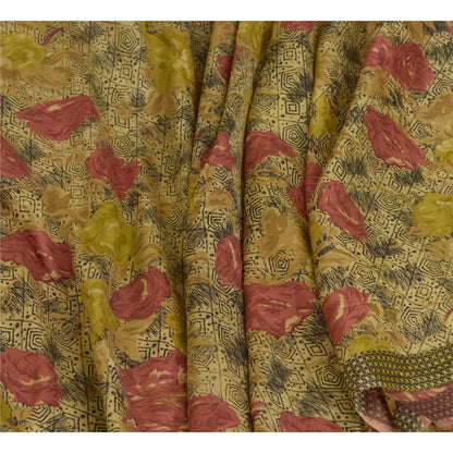 Sanskriti Vintage Sarees Indian Multi 100% Pure Silk Printed Sari Craft Sustainable Fabric