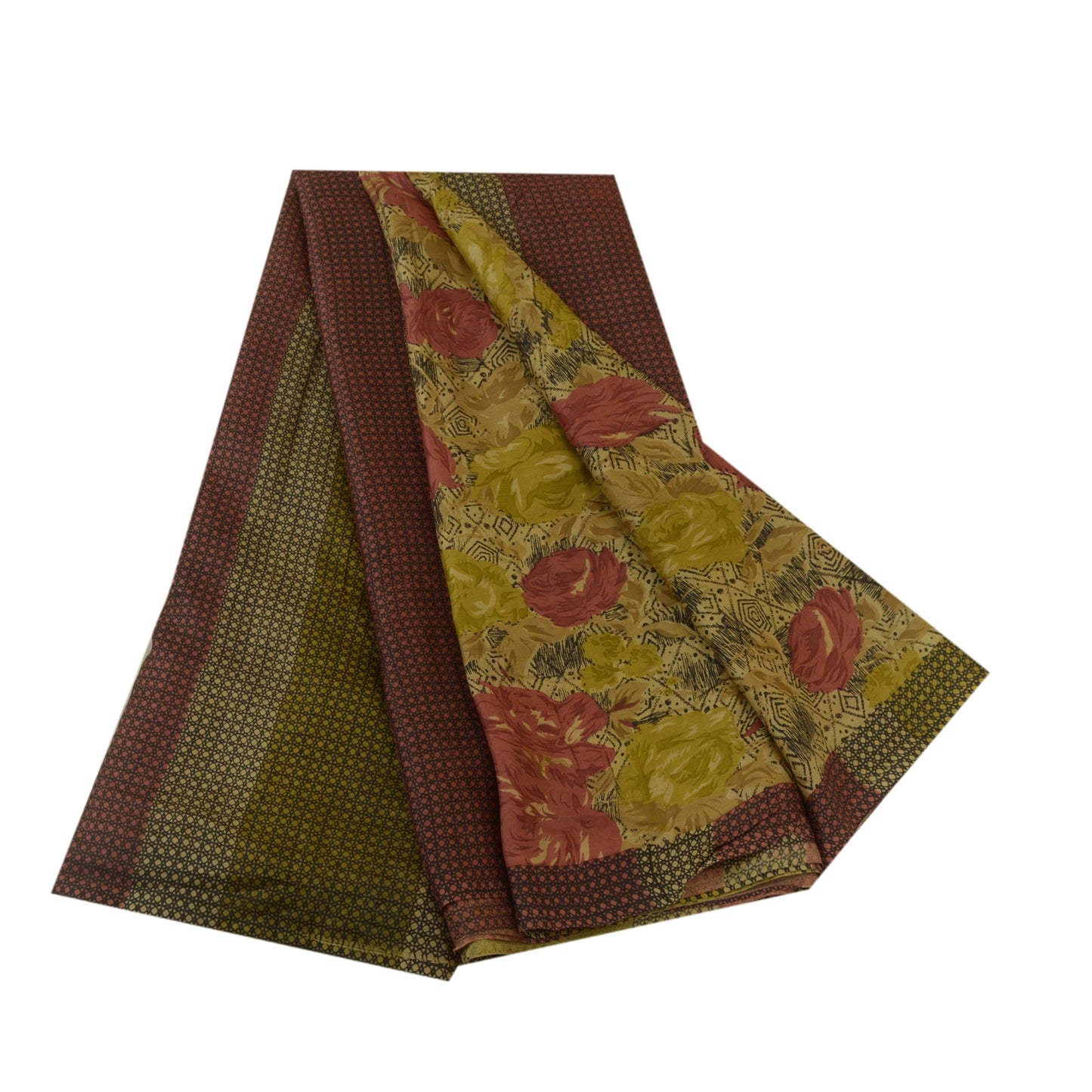 Sanskriti Vintage Sarees Indian Multi 100% Pure Silk Printed Sari Craft Sustainable Fabric
