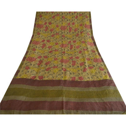 Sanskriti Vintage Sarees Indian Multi 100% Pure Silk Printed Sari Craft Sustainable Fabric