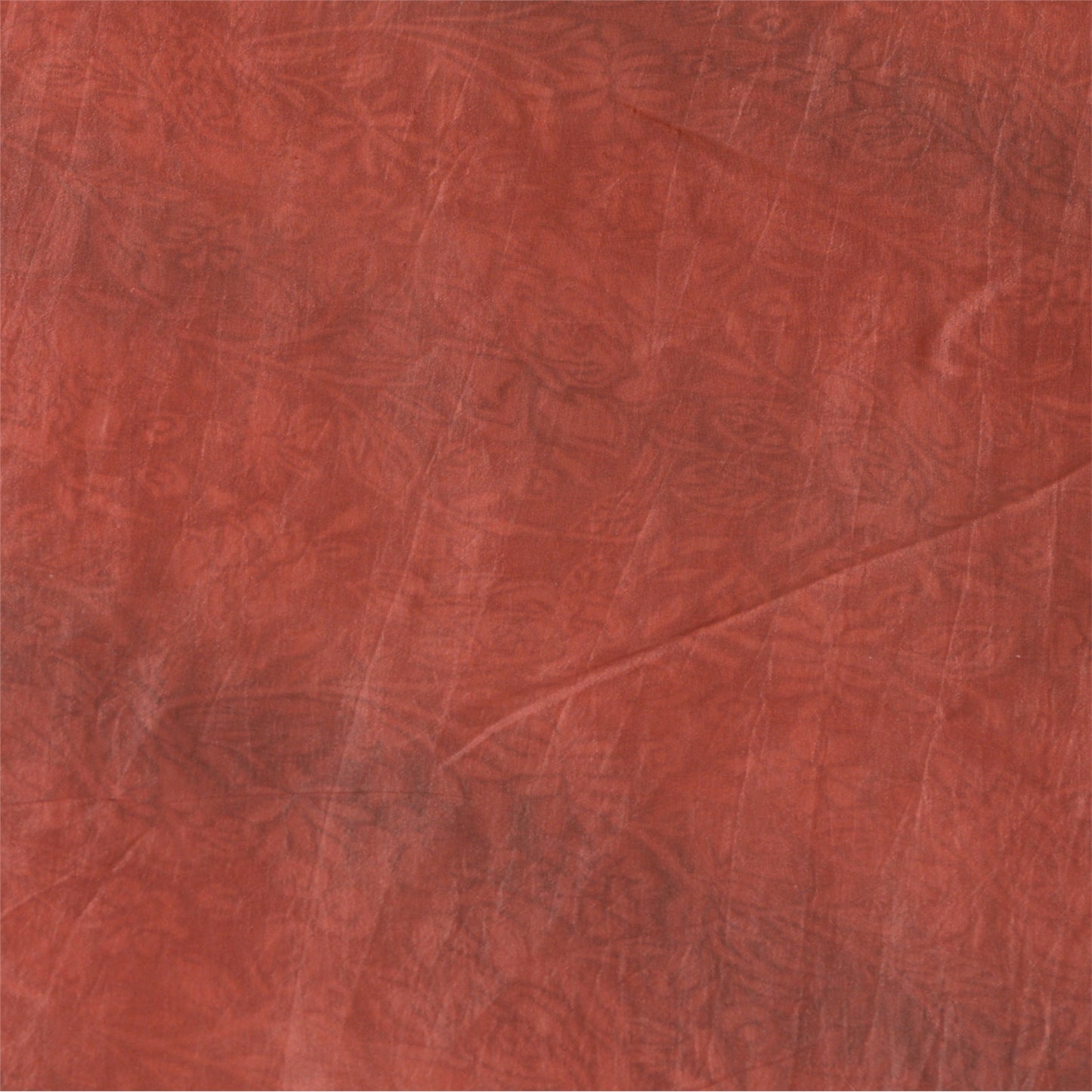 Sanskriti Vintage Sarees Indian Red/Brown Pure Silk Printed Sari Craft Sustainable Fabric