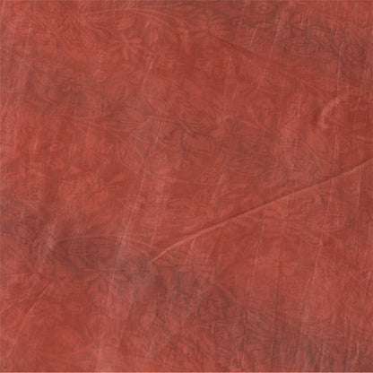 Sanskriti Vintage Sarees Indian Red/Brown Pure Silk Printed Sari Craft Sustainable Fabric