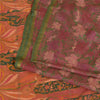 Sanskriti Vintage Sarees Pink Zari Border Ren Silke Trykt Sari Håndværk Bæredygtigt Stoff