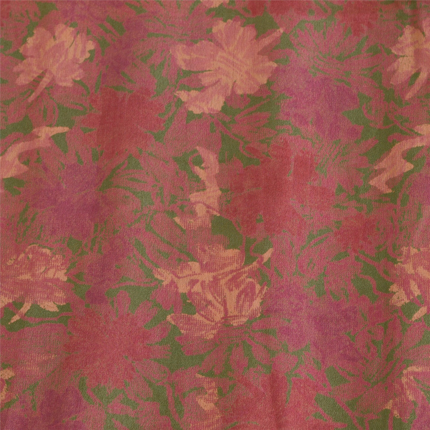 Sanskriti Vintage Sarees Pink Zari Border Ren Silke Trykt Sari Håndværk Bæredygtigt Stoff