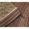 Sanskriti Vintage Sarees Ivory 100% Pure Silk Printed Sari Soft 5yd Craft Sustainable Fabric