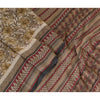 Sanskriti Vintage Sarees Ivory 100% Pure Silk Printed Sari Soft 5yd Craft Sustainable Fabric