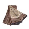 Sanskriti Vintage Sarees Ivory 100% Pure Silk Printed Sari Soft 5yd Craft Sustainable Fabric