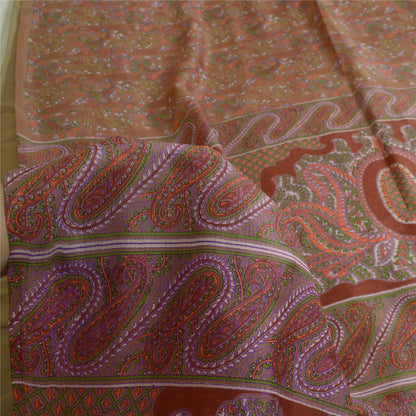 Sanskriti Vintage Sarees Heena-Green Pure Silk Printed Sari Floral Craft Sustainable Fabric