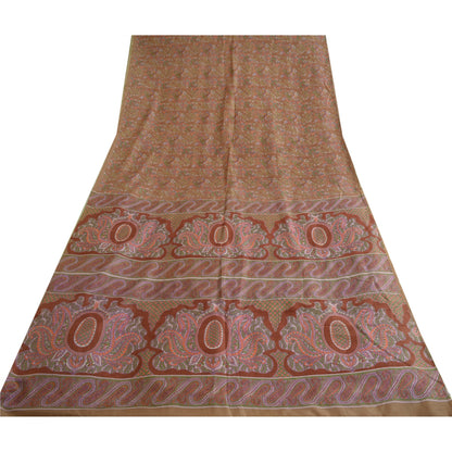 Sanskriti Vintage Sarees Heena-Green Pure Silk Printed Sari Floral Craft Sustainable Fabric