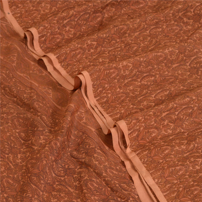 Санскритские винтажные сари коричневые чистый шелк сари с цветочным принтом 5 ярдов ткань для рукоделия из экологически чистой ткани