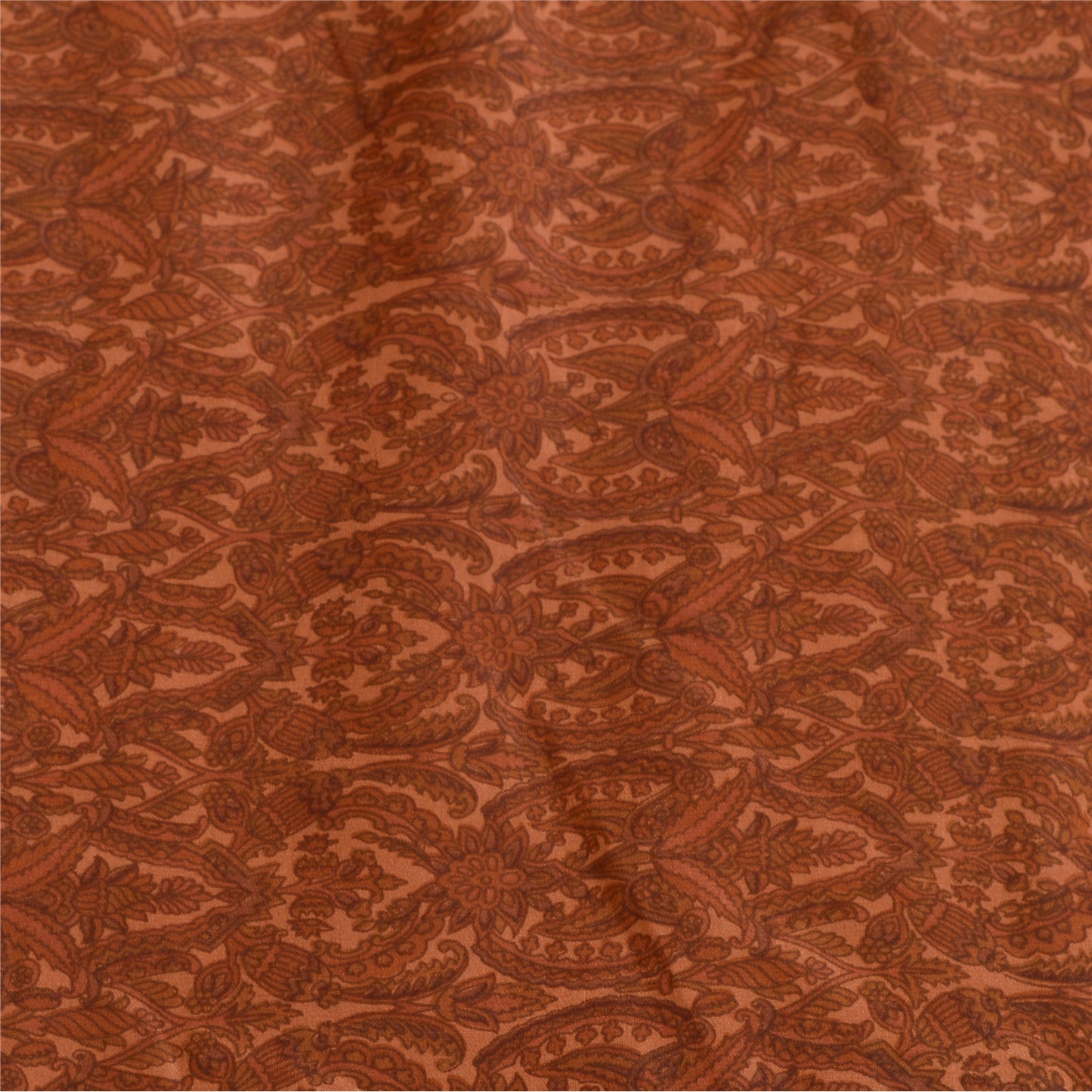 Санскритские винтажные сари коричневые чистый шелк сари с цветочным принтом 5 ярдов ткань для рукоделия из экологически чистой ткани