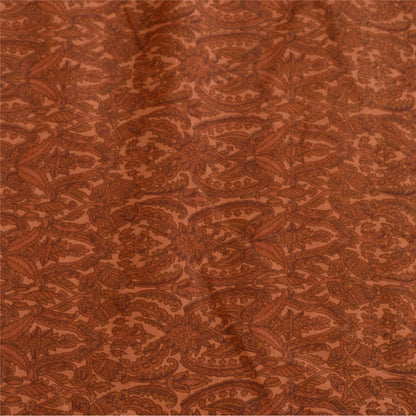 Санскритские винтажные сари коричневые чистый шелк сари с цветочным принтом 5 ярдов ткань для рукоделия из экологически чистой ткани