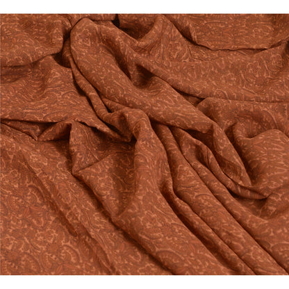 Санскритские винтажные сари коричневые чистый шелк сари с цветочным принтом 5 ярдов ткань для рукоделия из экологически чистой ткани